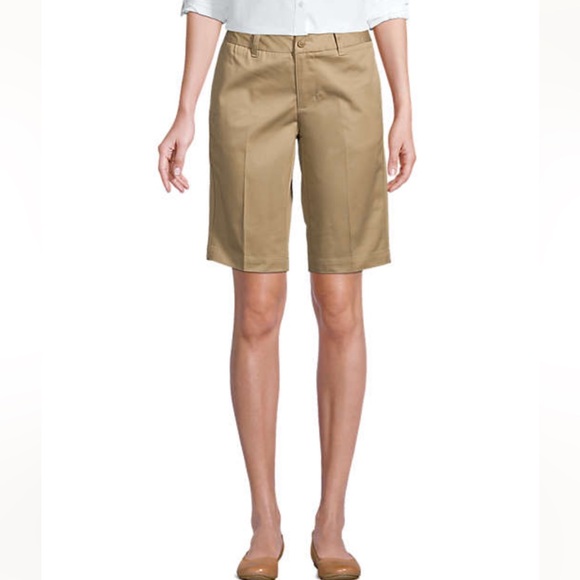 Lands End Classic Khaki Plain Front Women's Shorts, size 10 - Picture 1 of 6